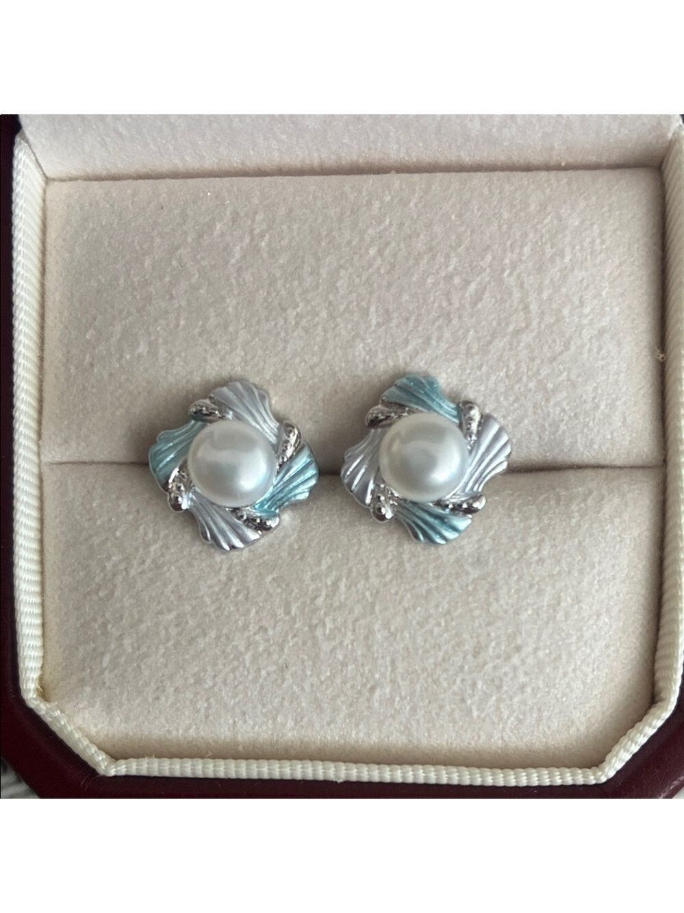 Elegant Silver and Blue Pearl Earrings